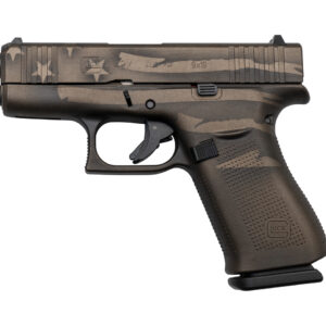 Glock 43X AUS 9mm, 3.41" Barrel, Brown Battleworn Flag, Fixed Sights, 10rd