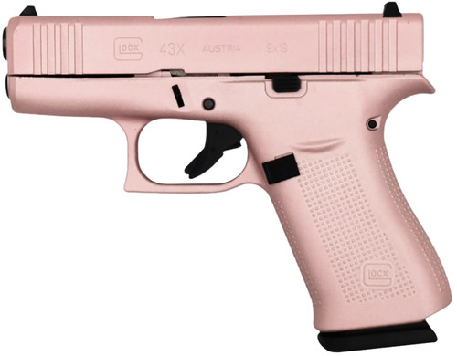 Glock G43x 9mm, 3.41" Barrel, Rose Gold Frame, 10rd, PX4350204RGPCT - Firearm | The Gun Shop