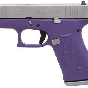 Glock 43X Subcompact 9mm, 3.41" Barrel, Silver/Bright Purple, Fixed Sights, 2x10rd Mags