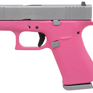 Glock 43X Subcompact 9mm, 3.41" Barrel, Silver/Prison Pink, Fixed Sights, 2x10rd Mags