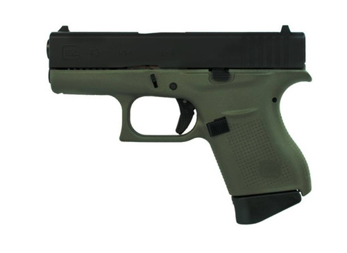 Glock G43 9mm, 3.41" Barrel, Battlefield Green Frame, 6rd - Concealed Carry Guns | The Gun Shop