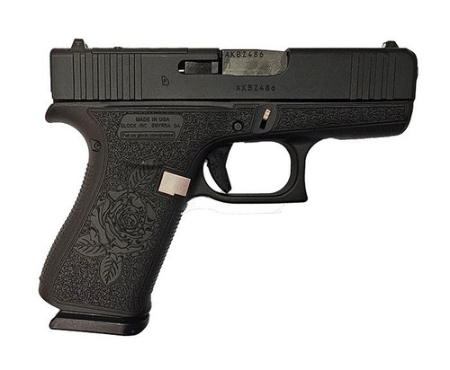 Glock 43x 9mm, 3.41" Barrel, Black Rose Stippling, Rose Gold Small Parts, 10rd - Firearm | The Gun Shop
