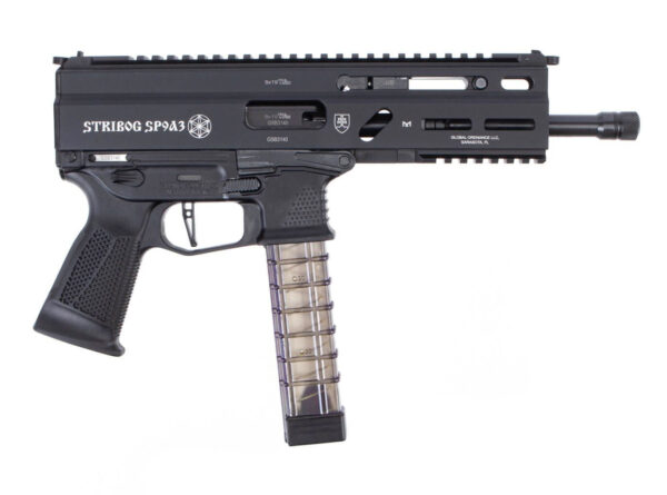 Grand Power Stribog SP9A3 9mm, 8" Barrel, Flip-Up Sights, No Brace, Black, 30rd