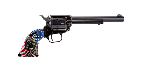 Heritage Rough Rider 22 LR, 6.5" Barrel, Custom Red/White/Blue Skeleton Grips, 6rd - Collector Guns | The Gun Shop