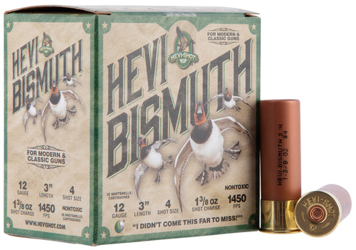 HEVI-Shot 12 Ga 3", Max Dram, 1 3/8 oz, Bismuth, 4 Shot, 25Bx/10Cs - Ammo | The Gun Shop