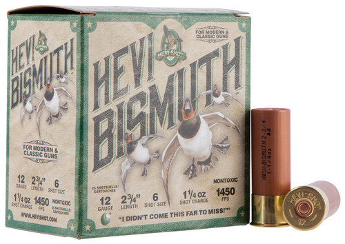 HEVI-Shot Waterfowl 12 Ga, 2.75", 1 1/4 oz, Bismuth. 6 Shot. 25Bx/10Cs - Ammo | The Gun Shop