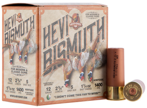 HEVI-Shot Upland 12 Ga, 2.75", 1 1/4 oz, Bismuth, 5 Shot, 25Bx/10Cs - Ammo | The Gun Shop