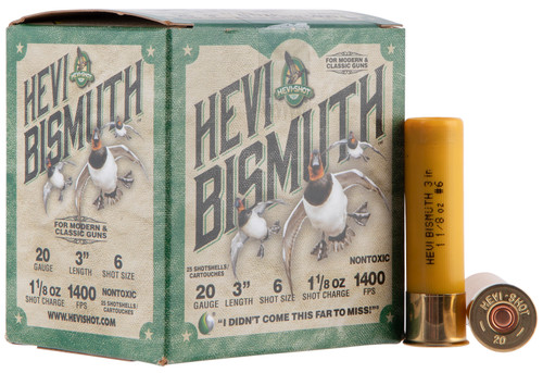 HEVI-Shot Waterfowl 20 Ga, 3", 1 1/8 oz, Bismuth, 6 Shot, 25Bx/10Cs - Ammo | The Gun Shop