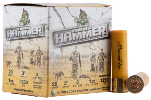 HEVI-Shot 20 Ga, 3", Max Dram, 1 oz, #3, Hevi-Hammer, 25rd Box - Ammo | The Gun Shop