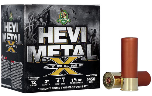 HEVI-Shot Metal Xtreme Waterfowl 12 Ga, 3", 1 1/4 oz, Tungsten, 4 & 1 Shot, 25Bx/10Cs - Ammo | The Gun Shop