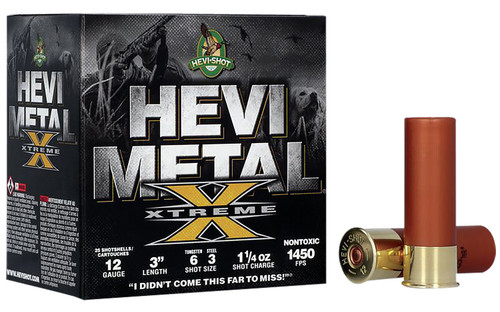 HEVI-Shot Metal Xtreme 12 Ga, 3", 1 1/4 oz, Tungsten 6, 3 Shot, 25rd Box - Ammo | The Gun Shop