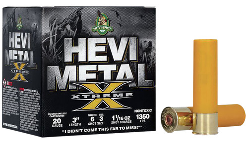 HEVI-Shot Metal Xtreme 20 Ga, 3", 1 1/16 oz, Tungsten, 6 & 3 Shot, 25Bx/10Cs - Ammo | The Gun Shop