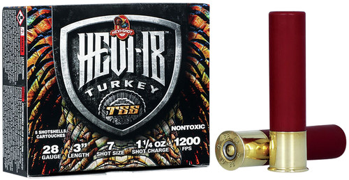 HEVI-Shot HEVI-18 Turkey TSS 28 Ga, 3", 1 1/4 oz, Tungsten, 7 Shot, 5Bx/10Cs - Ammo | The Gun Shop