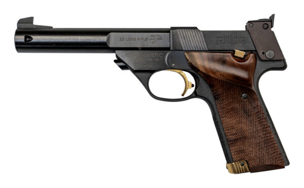 High Standard Supermatic Trophy Used .22 LR, 5.5" Barrel, Military Grip, Black, Original Box, 10rd