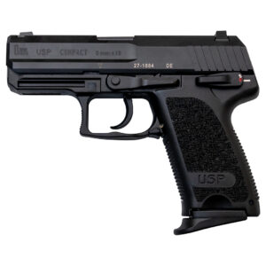 HK USP Compact 9mm, 3.58" Barrel, V1 SA/DA, Decocker, Fixed Sights, Black, 2x 13rd