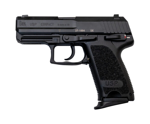 HK USP Compact 9mm, 3.58" Barrel, V1 SA/DA, Decocker, Fixed Sights, Black, 2x 13rd