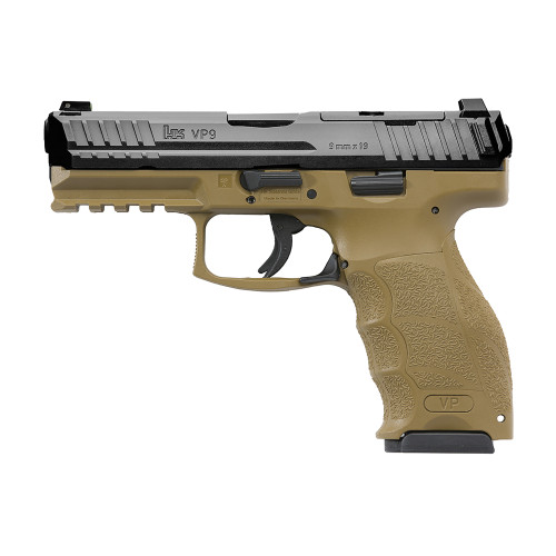HK VP9 9mm, 4.1" Barrel, Flat Dark Earth Frame, Black Slide, Optic Ready, 10rd - Firearm | The Gun Shop