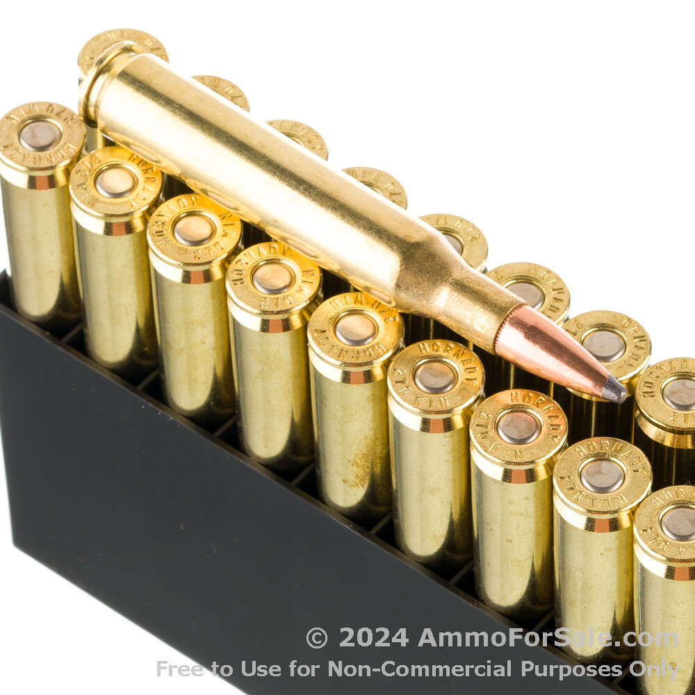 200 Rounds of Discount 140gr InterLock .270 Win Ammo For Sale by Hornady