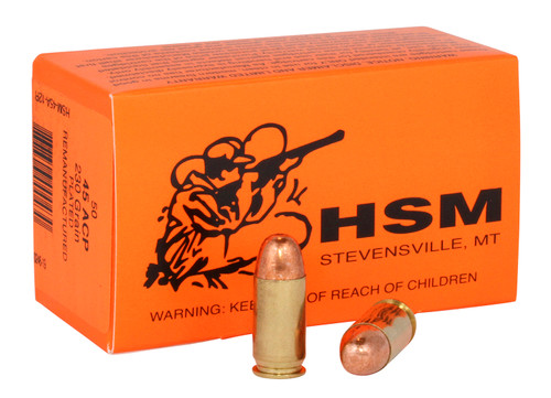HSM Training 45 ACP, 230 gr, FMJ, Plated RN, 50rd Box - Ammo | The Gun Shop