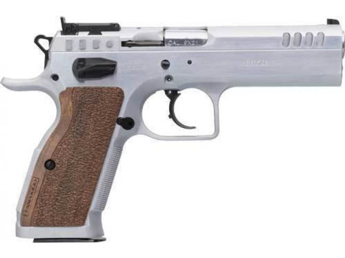 Tanfoglio IFG Stock II 45 ACP, 4.44" Barrel, Silver, Walnut Grips, 10rd - Firearm | The Gun Shop