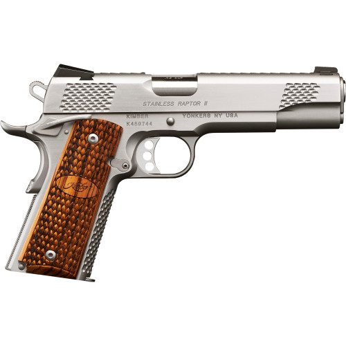 Kimber Stainless Raptor II 10mm, 5" Barrel, Silver, Wood Grips, 8rd - 1911 Guns | The Gun Shop
