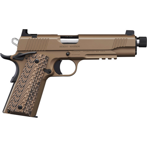 Kimber Desert Warrior 45 ACP, 5.5" Threaded Barrel, Desert Tan/Black, G10 Grip, 7rd - 1911 Guns | The Gun Shop