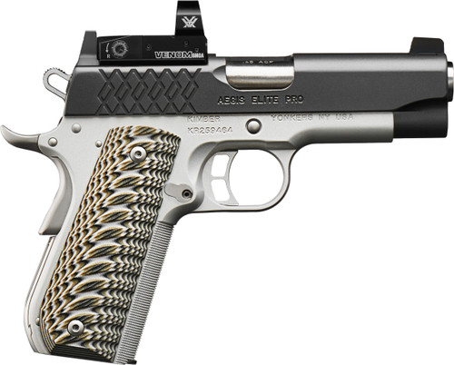 Kimber Aegis Elite Pro Venom 45 ACP, 4" Barrel, Silver Frame, Black Slide, Vortex Venom 6 MOA Sight, 8rd - 1911 Guns | The Gun Shop