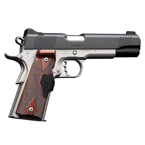 Kimber Custom II Two-Tone 45 ACP, 5" Barrel, Silver Frame, Black Slide, Crimson Trace Laser Grip, 7rd - 1911 Guns | The Gun Shop