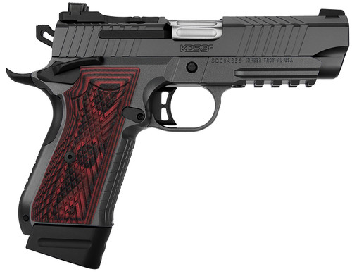 Kimber KDS9C Rail 9mm, 4.09" Barrel, Gray, Red/Black G10 Grip, 18rd - Firearm | The Gun Shop