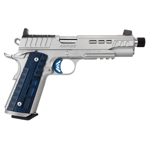Kimber Rapide Ice 9mm, 5.5" Threaded Barrel, Silver, Blue G10 Grip, 9rd - 1911 Guns | The Gun Shop