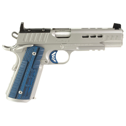 Kimber Rapide Ice 45 ACP, 5" Barrel, Silver, Blue G10 Grip, 8rd - 1911 Guns | The Gun Shop