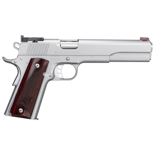 Kimber Stainless Target 45 ACP, 6" Barrel, Silver, Wood Grip, 7rd - 1911 Guns | The Gun Shop