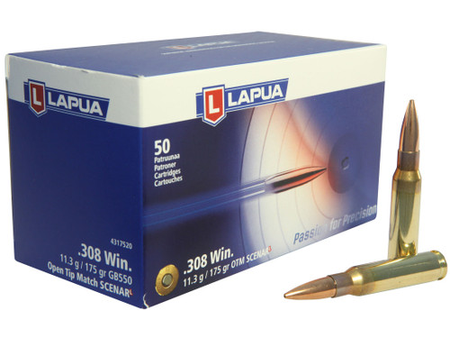 LAPUA 308 Winchester 7.62x51mm, 167gr, Open Tip Match, 50rd Box - Ammo | The Gun Shop