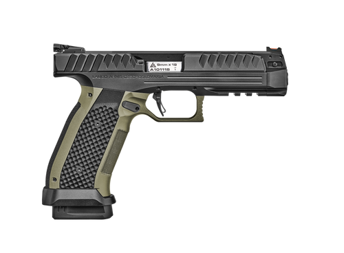 Laugo Alien Performance Kit 9mm, 4.8" Threaded Barrel, Black/Green Finish, 17rd - 3 Gun Competition | The Gun Shop