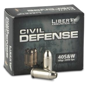 Liberty Ammunition Civil Defense Brass 40 S&W 60 Grain 20 Rounds Hp