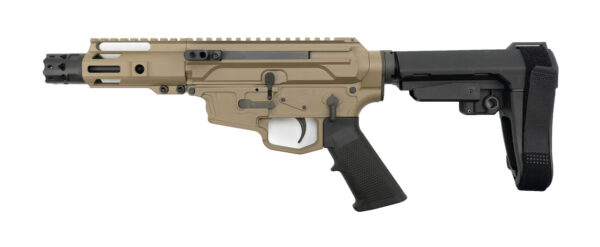 MCM Firearms DS9-S Side Charging Pistol, 9mm, 5" Barrel, MP5 Mag, FDE Cerakote