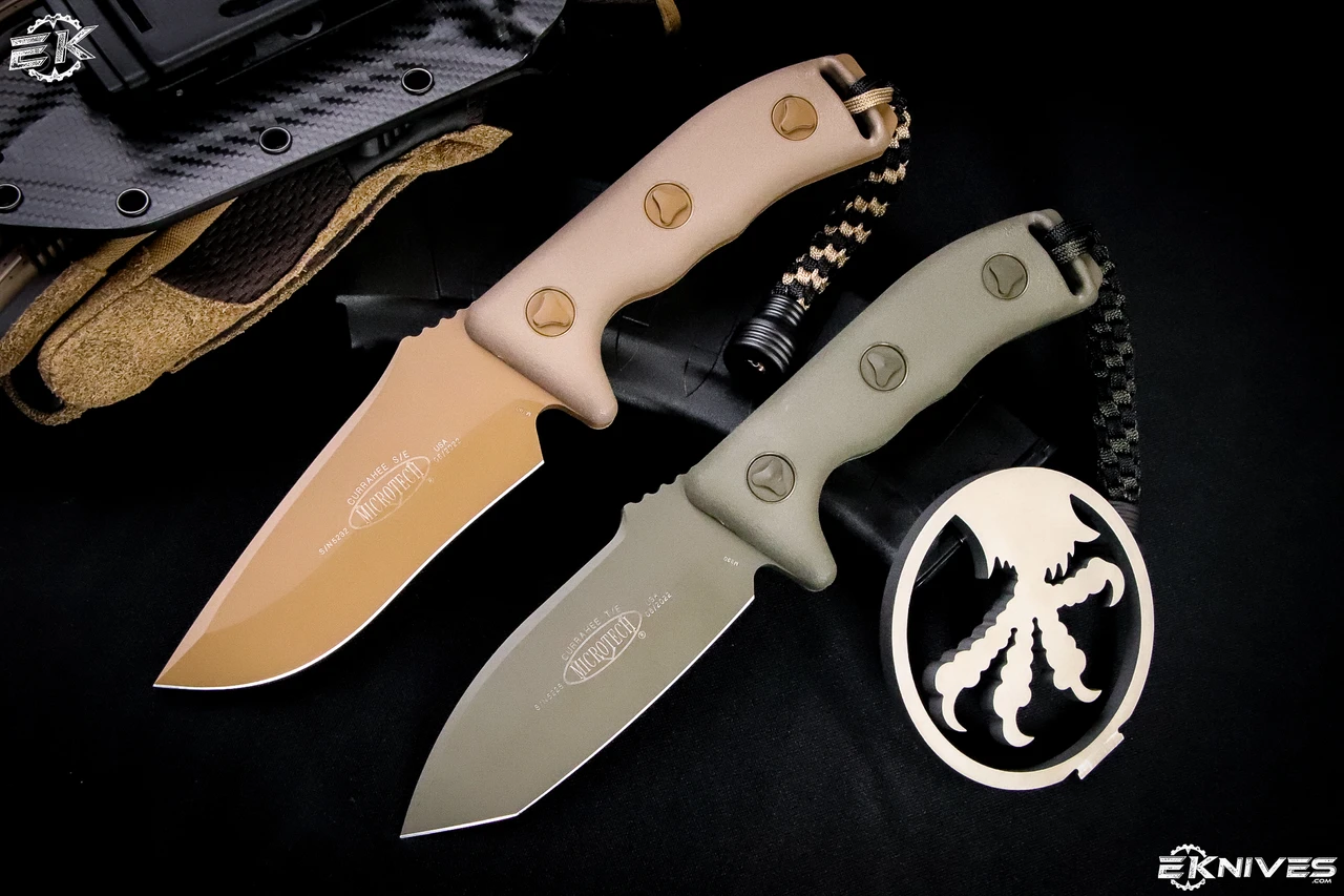 microtech-currahee-drop-point-tan-camo-blade-and-handle-IMG_3329-Edit__44002.1658357048 Microtech Currahee Fixed Blade Knife Tan 4.5" Tan Drop Point 102-1TA