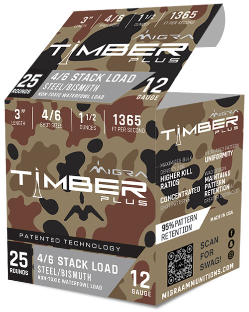 Migra Combinational 12 Ga, 3", 1.5 oz, 4/6 Steel/Bismuth Shot, 25rd Box - Ammunition | The Gun Shop