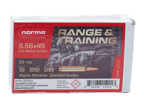 Norma Range & Training 5.56x45mm, 55gr, Full Metal Jacket, 20rd box - Ammo | The Gun Shop