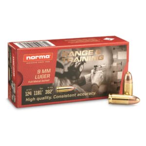 Norma Range And Training Brass 9mm 124 Grain 50 Rounds Fmj