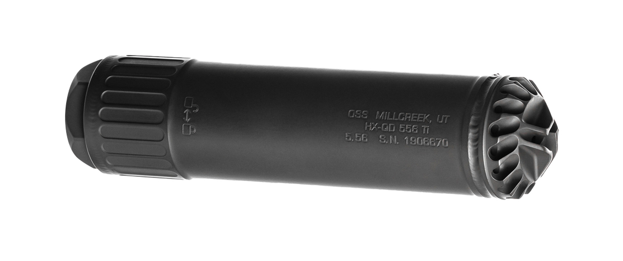 OSS HX-QD 556 TI Suppressor, .223/5.56, 6.67" Length, Stainless Core, Black
