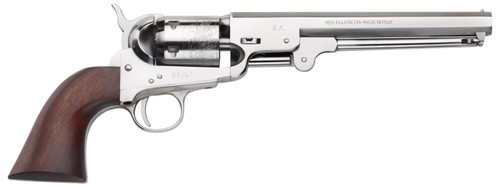 Pietta 1851 Navy Yank 36 Caliber, 7.5" Barrel, Silver Polished Frame, Walnut Grip, 6rd - Pietta | The Gun Shop