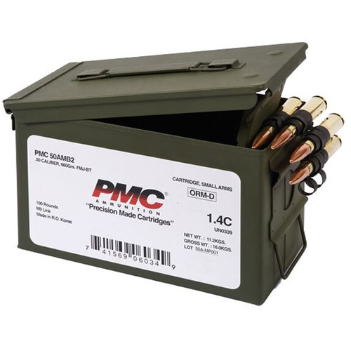 PMC 50 BMG, 660 gr, FMJ Boat Tail Linked, 100rd Can - Ammo | The Gun Shop