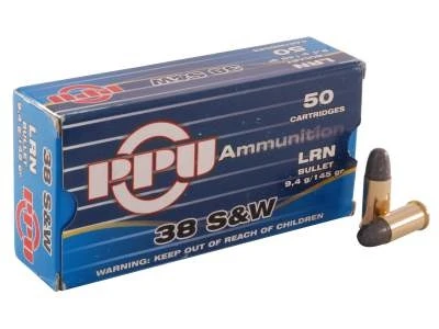 Prvi PPU 38 Smith and Wesson Ammunition PPR37 145 Grain Lead Round Nose ...