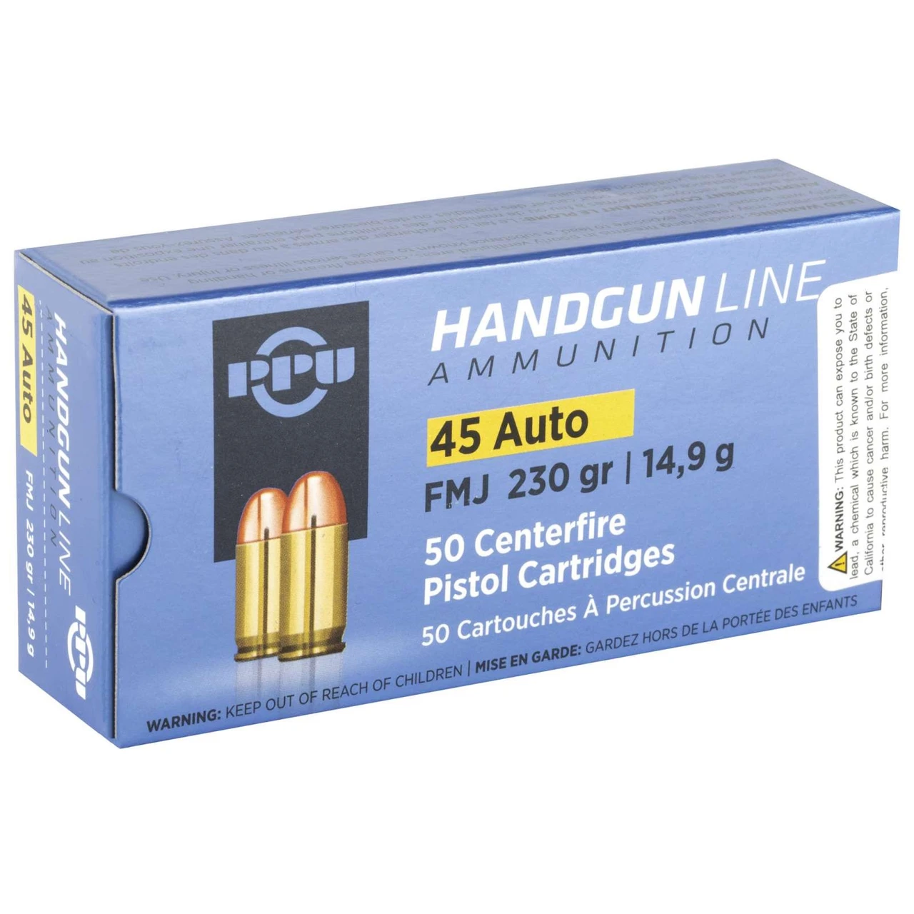 Prvi PPU 45 Auto Ammunition PPH45F 230 Grain Full Metal Jacket CASE 500