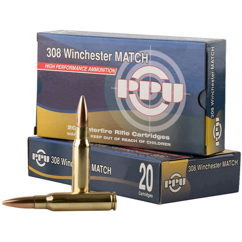 PPU Match Rifle 308 Win, 168gr, Hollow Point Boat-Tail, 20Bx/10Cs - Ammo | The Gun Shop