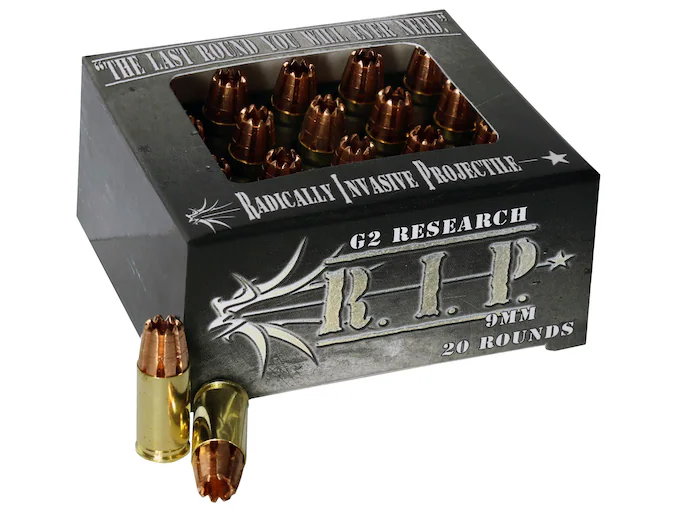 Order G2 Research R.I.P. 9mm Luger Ammo 92 Grain G2 R.I.P. Fragmenting Hollow Point Lead Free Box of 100 rounds Online - 3 Gun Competition | The Gun Shop