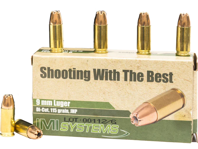 Authentic IMI 9mm Luger Ammo 115 Grain Jacketed Hollow Point - 3 Gun Competition | The Gun Shop