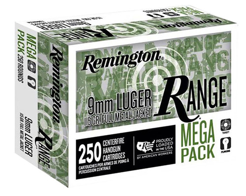 Remington Range 9mm 115gr, 1145 fps, FMJ, 250Bx/4Cs - Ammo | The Gun Shop