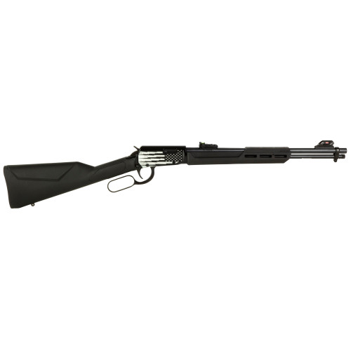 Rossi Rio Bravo 22 LR, 18" Barrel, Black, Polished Lightning US Flag Engraved Rec, 15rd - Firearm | The Gun Shop